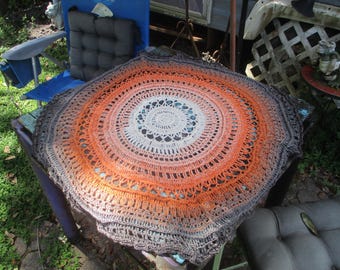 Autumn Mandala Tablecloth crochet ooak Halloween Samhain gypsy witch *ready to ship*