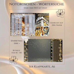 Notgroschen-Sparspiel – Wörtersuche, womit du über 350 Euro sparst mit hohem Motivationsfaktor (A6 3er-Klappkarte)