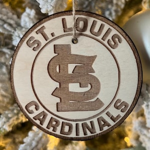 Laser Engraved St Louis Cardinals Ornament: Birch or Walnut Wood