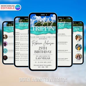 Digital Travel itinerary, itinerary template, travel itineray, Birthday Weekend Invitation, Weekend Itinerary, Digital Schedule, Girls Trip