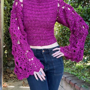 Handcrafted Crochet Lace Sweater - Lightweight Lace Knit Top- Designed by Dominique Calvillo