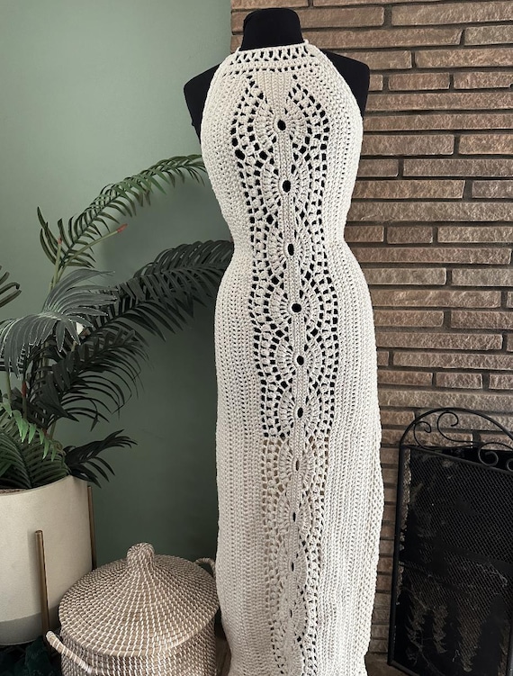 Handmade Crochet Halter Dress | Geometric Lace, Low Back, Vacation Outfit - Etsy Ireland Handmade Crochet Halter Dress | Geometric Lace, Low Back, Vacation Outfit - Etsy Ireland