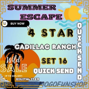 Mogo 5 star - Summer Escape Sticker | Cadillac Ranch| 1 Piece| Set 16| Quick Send