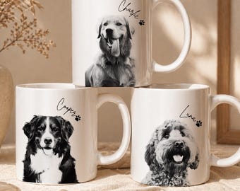 Personalized Dog Portrait from Photo Mug Custom Dog Watercolor Portrait Gift for Dog Owners Dog Drawing Gift for Dog Lover Dog Dad Dog Mom