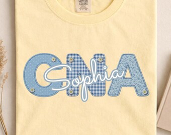Comfort Colors Personalized Nurse Shirt, Faux Patchwork  CNA  Nurse, CNA Shirt, Future Nurse Graduation Gift,  Nurse Sweatshirt