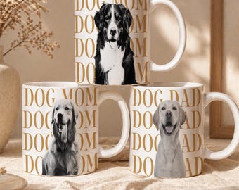Personalized Dog Portrait from Photo Mug, Custom Dog Watercolor Portrait Gift for Dog Owners Dog Drawing Gift for Dog Lover Dog Dad Dog Mom