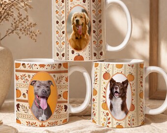 Personalized Dog Portrait from Photo Mug Custom Dog Watercolor Portrait Gift for Dog Owners Dog Drawing  Fall Season Mug, Dog Dad Dog Mom