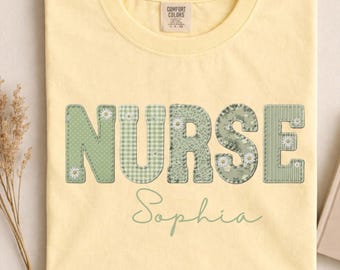 Comfort Colors Personalized Nurse Shirt, Faux Patchwork  RN Nurse, Nursing School Shirt, Future Nurse Graduation Gift,  Nurse Sweatshirt