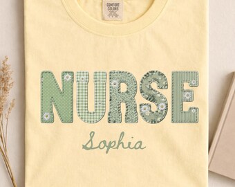 Comfort Colors Personalized Nurse Shirt, Faux Patchwork  RN Nurse, Nursing School Shirt, Future Nurse Graduation Gift,  Nurse Sweatshirt