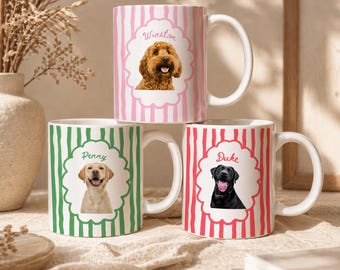 Personalized Dog Portrait from Photo Mug Custom Dog Watercolor Portrait Gift for Dog Owners Dog Drawing Gift for Dog Lover Dog Dad Dog Mom