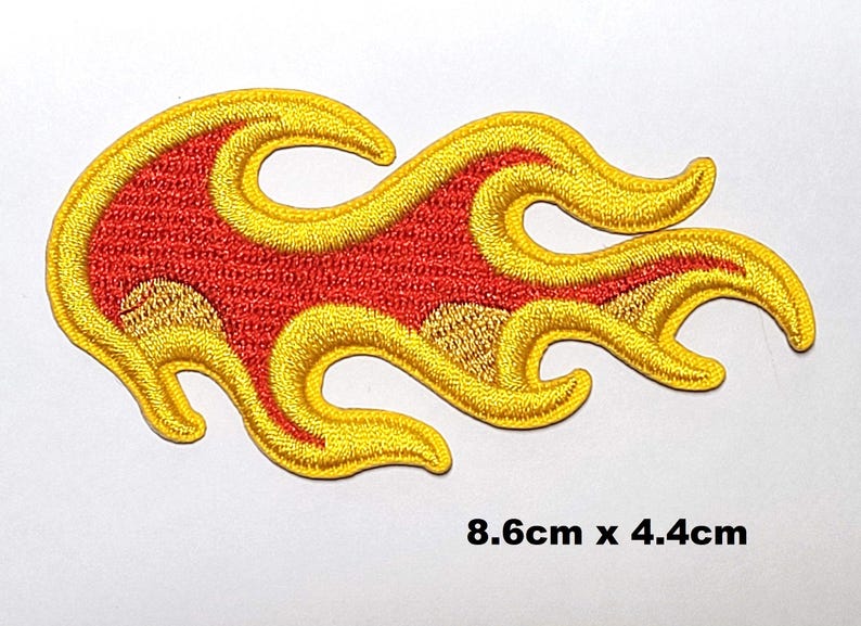 Flame Fire Racing Embroidered Patch Racing Car Iron on Application Logo ...