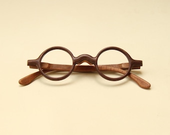 Literati | Whisper of Wood – Walnut Round Prescription Eyewear – Handcrafted Lightweight Wooden Glasses –One Mountain Nose Pad –Artisan Gift