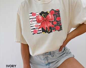 Womens Bow Valentines Day Shirt, Comfort Colors® Valentine T-shirt, Womens Valentines Day Shirt, Valentijnsdag T-shirt, Valentines T-shirt voor vrouwen