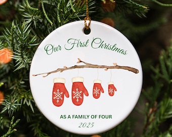 Family Of Four Christmas Ornament, Custom New Family Ornament, Baby's First Christmas Ornament, Personalized Family Ornament
