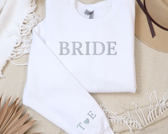 Personalisiertes Geschenk für die Braut, Braut Sweatshirt, ursprüngliche Herzhülle, Verlobungsgeschenk, gesticktes Brautpartygeschenk, zukünftige Frau
