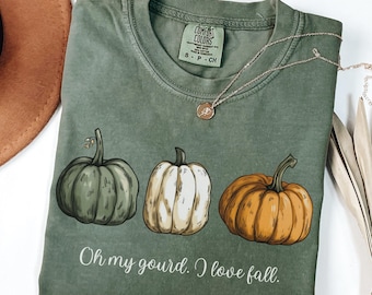 Fall Shirt for Women, Pumpkin Comfort Colors® Embroidered Tee, Fall Pumpkin Crewneck, Get Cozy Shirt, Cute Fall Graphic Tee Women Fall Shirt