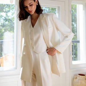 White Suit Women, 3-piece Pantsuit for Women, White Pantsuit For Women, Formal Pantsuit for Women, White Suit, Trouser Suit for Women, Suit