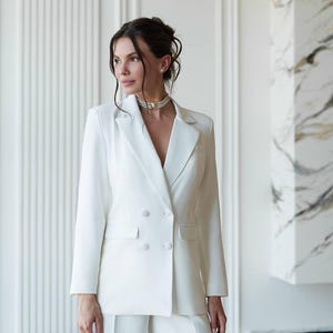 Civil Wedding Suit for Bride, Courthouse Wedding Outfit, Bridal Pantsuit, True to Size image 15