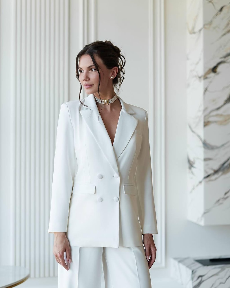Civil Wedding Suit for Bride, Courthouse Wedding Outfit, Bridal Pantsuit, True to Size image 15