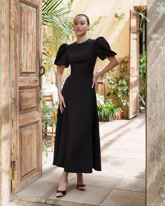 plus size evening midi dresses SCOMCHIC Women for Wedding Guest Black For cooler evenings Women Plus Size Bodycon Elegant