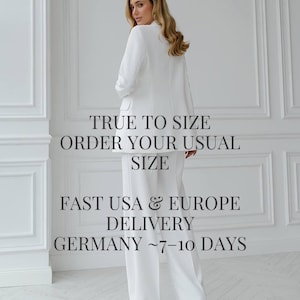 Civil Wedding Suit for Bride, Courthouse Wedding Outfit, Bridal Pantsuit, True to Size image 2