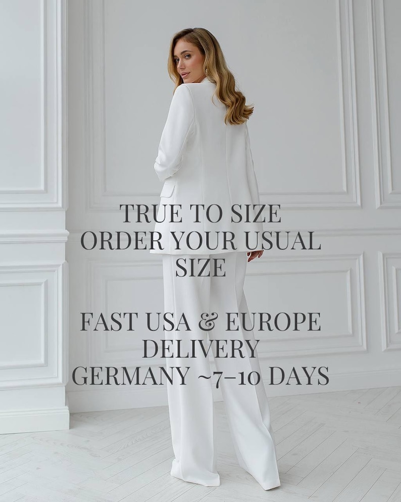 Civil Wedding Suit for Bride, Courthouse Wedding Outfit, Bridal Pantsuit, True to Size image 2