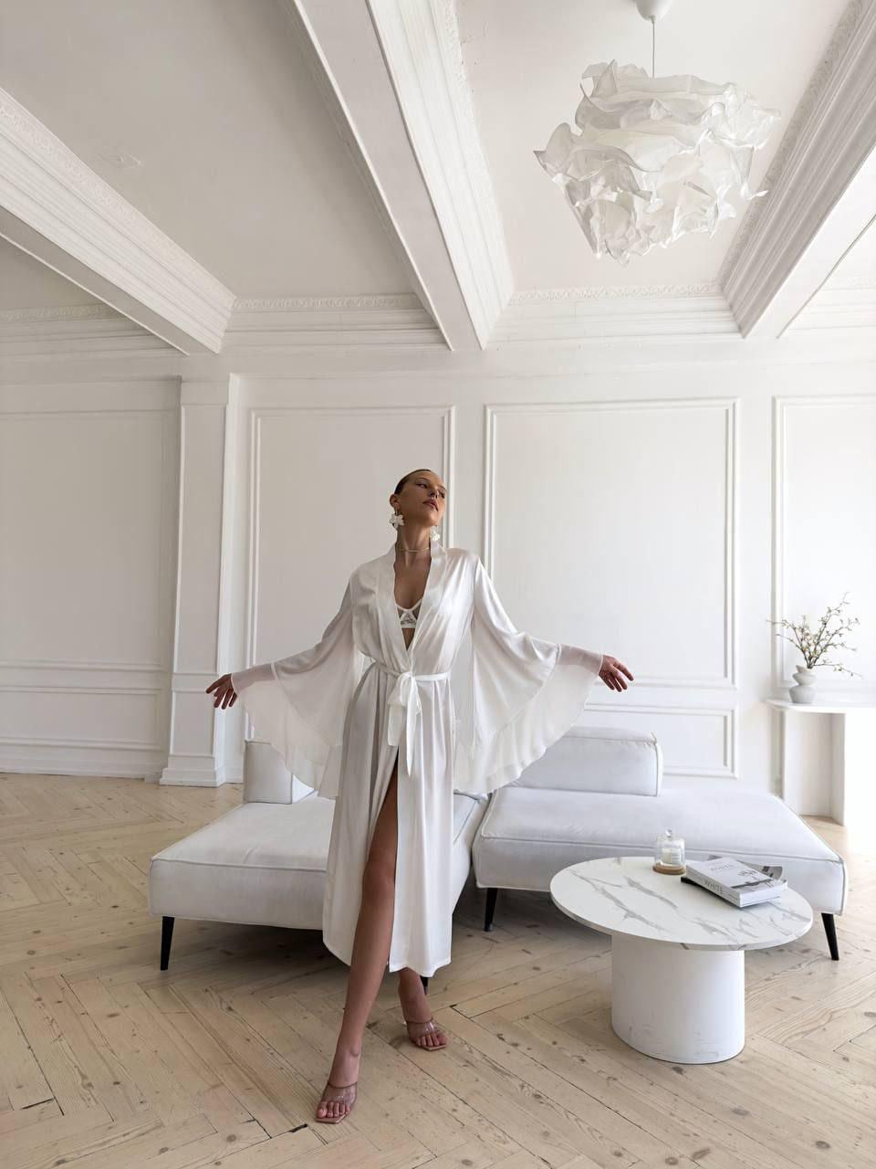 Luxury Satin Bridal Robe With Angel Sleeves | Fast 4 Day Delivery in ...