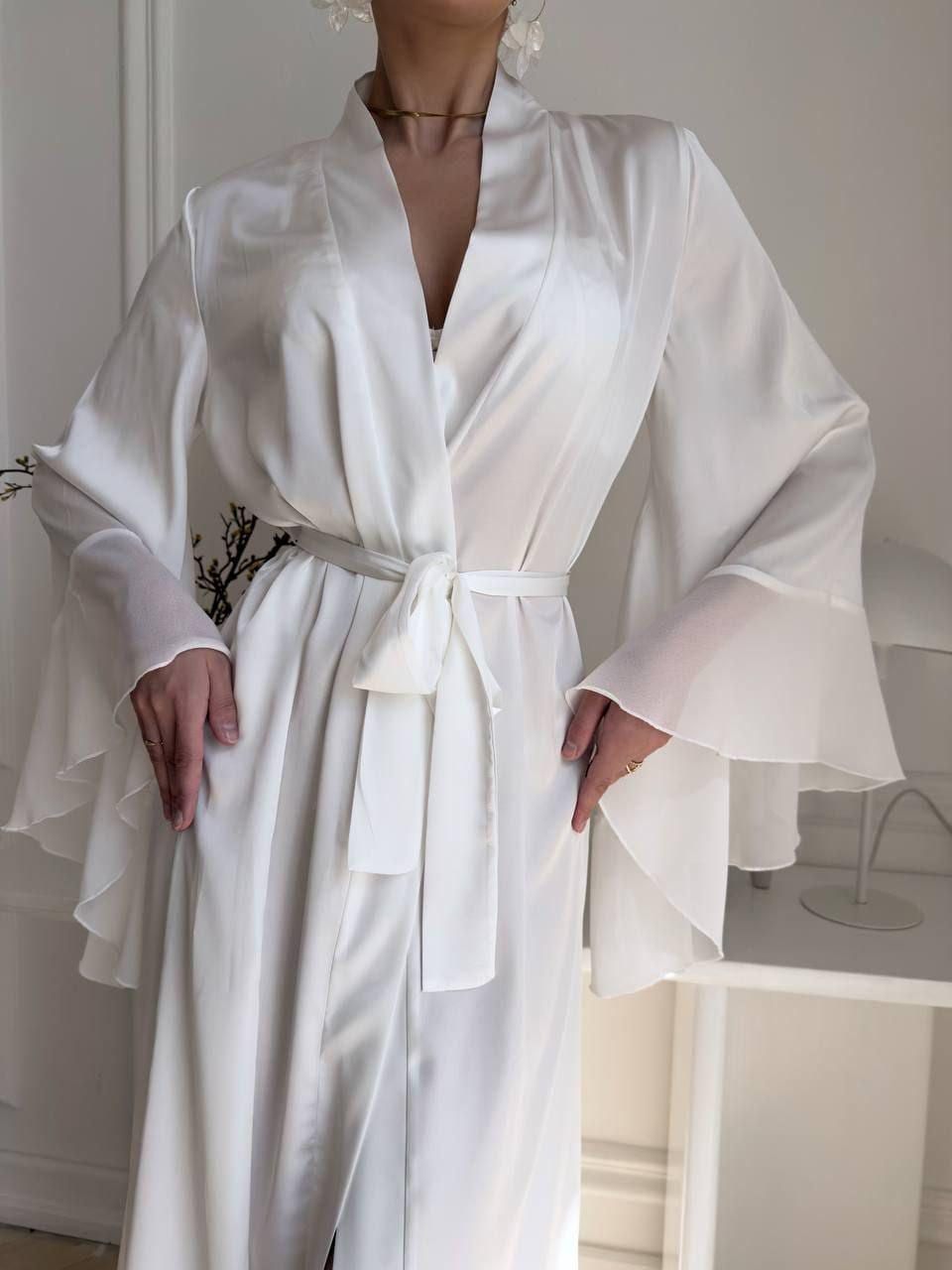 Luxury Satin Bridal Robe With Angel Sleeves | Fast 4 Day Delivery in ...