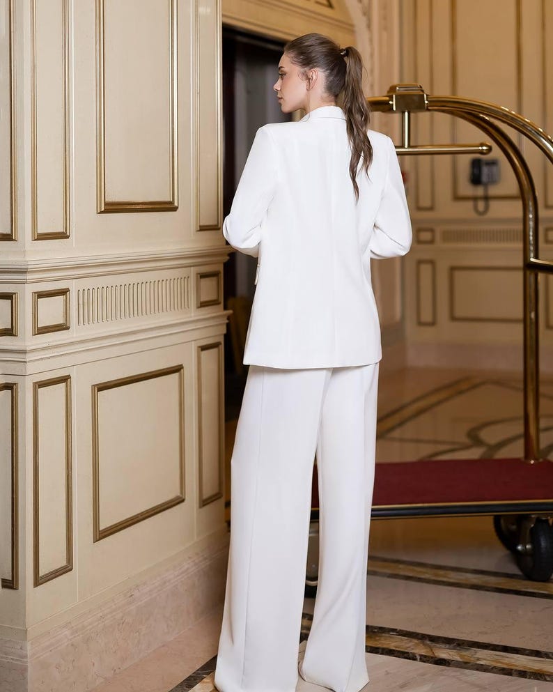 Civil Wedding Suit for Bride, Courthouse Wedding Outfit, Bridal Pantsuit, True to Size image 18