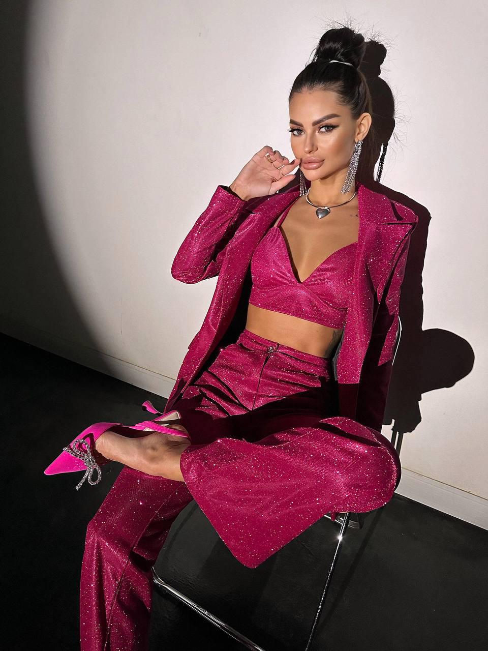 pink glitter blazer dress Velora Burgundy Pinstripe Blazer Dress – Ellaé Lisqué main image 0
