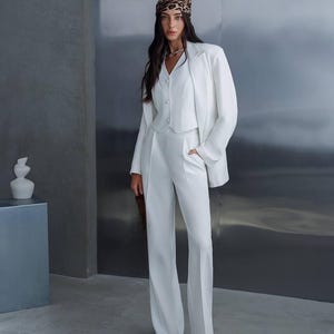 White Pantsuit For Women, Formal Pantsuit for Women, White Suit Women,  3-piece Pantsuit for Women, White Suit, Trouser Suit for Women,