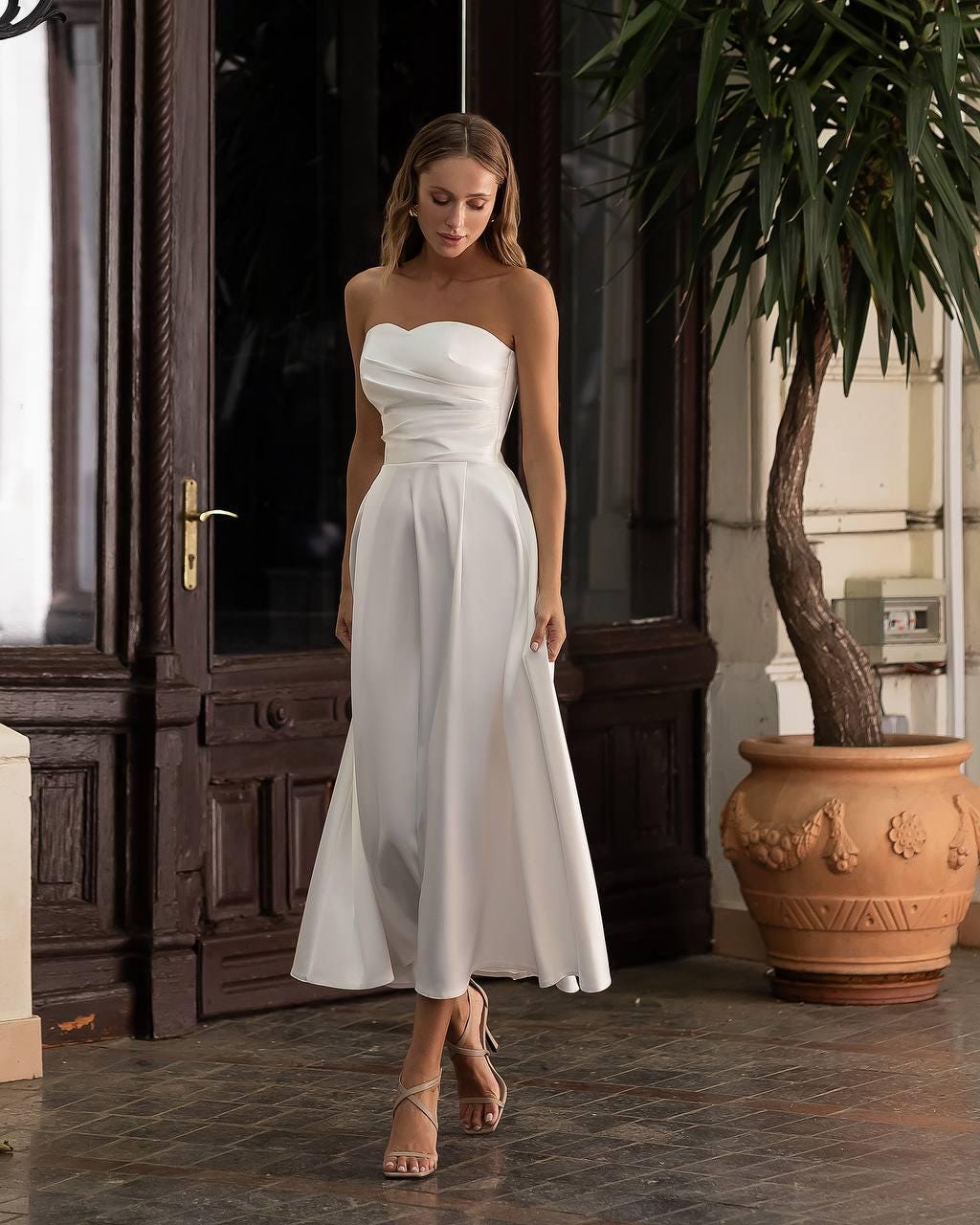 White Modest Engagement Dress - Etsy