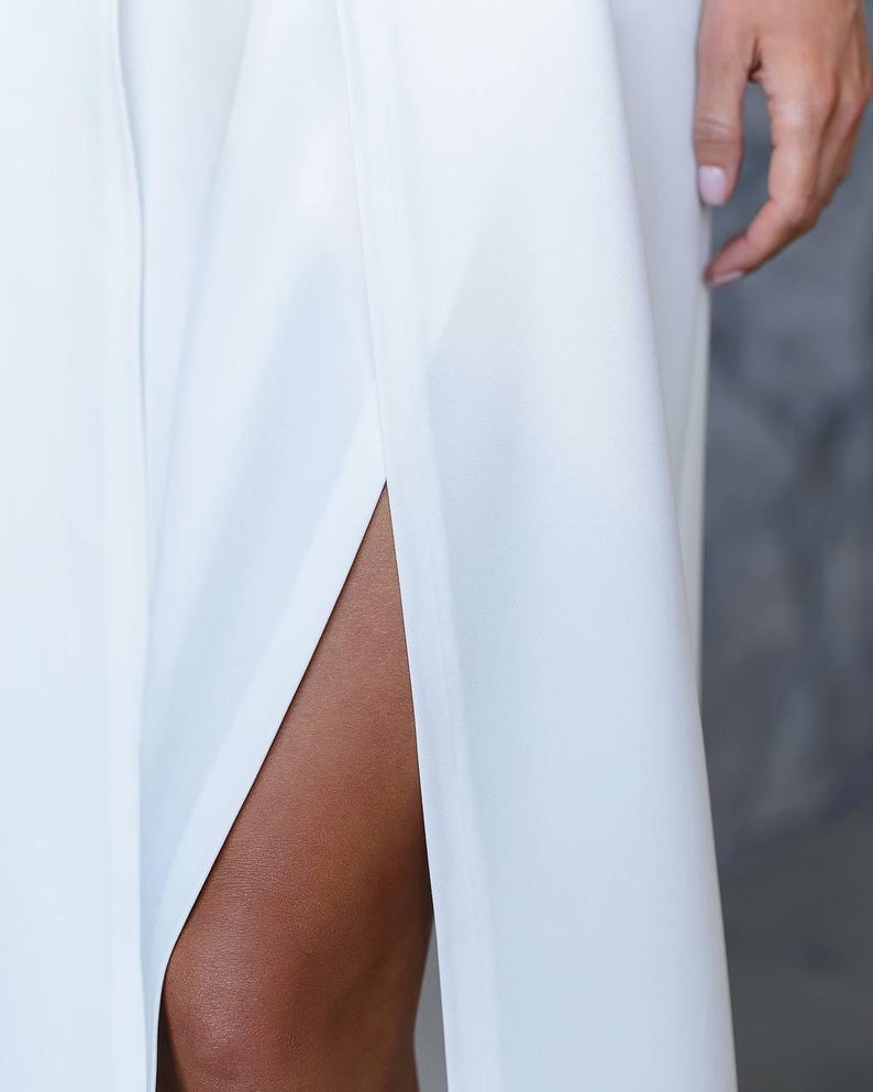 Elegant White Wedding Jumpsuit for Bride | Strapless Bridal Suit | Minimalist Civil Wedding Outfit | Elopement Dress Alternative image 19