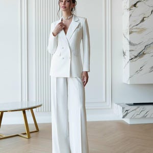 Civil Wedding Suit for Bride, Courthouse Wedding Outfit, Bridal Pantsuit, True to Size image 14