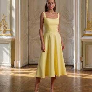 Spring Wedding Guest Dress Yellow and Blue - Etsy Spring Wedding Guest Dress Yellow and Blue - Etsy