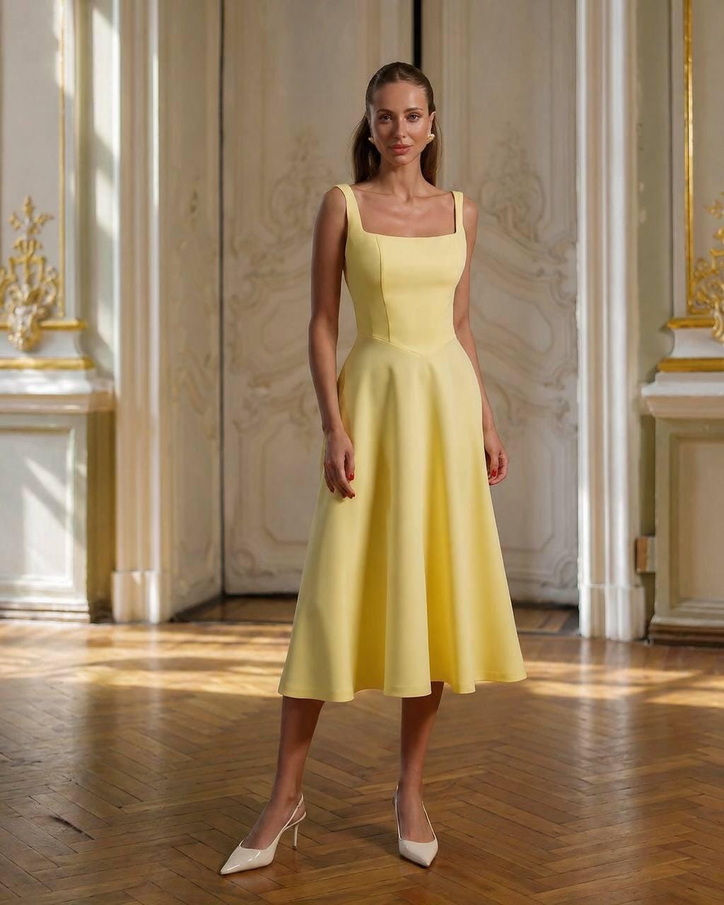 Spring Wedding Guest Dress Yellow and Blue - Etsy