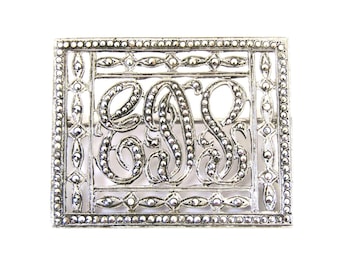 Vintage Marcasite Sterling Silver EDS Letter Brooch