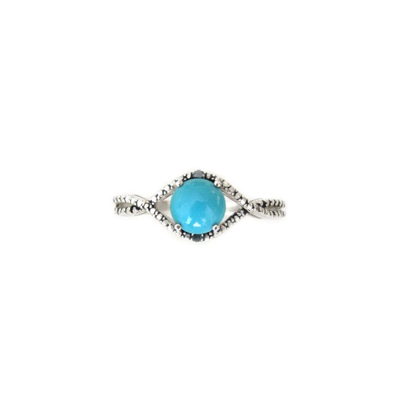 TURQUOISE DIAMOND STERLiNG RING Vintage Sterling … - image 3