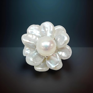 TARA PEARLS RING Vintage Sterling Silver Cultured Pearl Flower Ring Size 7
