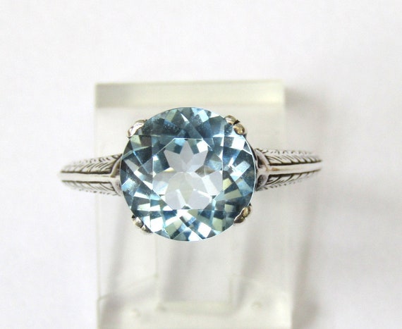 TOPAZ STERLING RING Vintage Sterling Silver Blue … - image 4