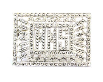 Vintage Art Deco Sterling Silver Marcasite Brooch (4.5" x 3")