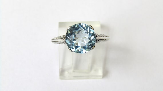 TOPAZ STERLING RING Vintage Sterling Silver Blue … - image 1