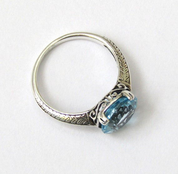 TOPAZ STERLING RING Vintage Sterling Silver Blue … - image 7