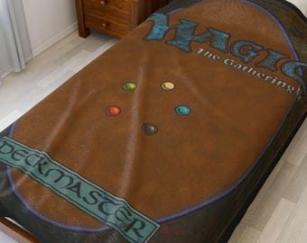 Magic Card Back Velveteen Blanket Soft Gamer Throw, Fantasy TCG Plush Bed and Couch Cover, MTG Style Gift for Players 30x40 & 60x80