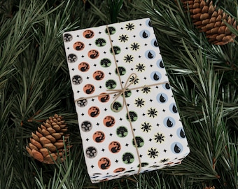 Magic The Gathering Wrapping Paper • MTG Mana Symbol Gift Wrap • Gamer Christmas Paper • Geeky Fantasy Gift Wrap • TCG Collector Gift Paper