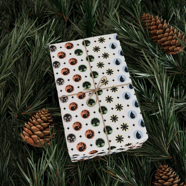Magic The Gathering Wrapping Paper • MTG Mana Symbol Gift Wrap • Gamer Christmas Paper • Geeky Fantasy Gift Wrap • TCG Collector Gift Paper