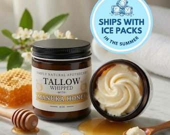 Manuka Honey Tallow Face Cream - Body Butter Natural Whipped Grass-Fed Beef Tallow Skin Moisturizer Balm, Organic Hand Cream - Chemical Free
