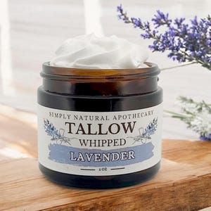 Tallow Face Cream & Body Butter All Natural Whipped Grass-Fed Beef Tallow Skin Moisturizer Balm, Organic Hand Cream, Lavender