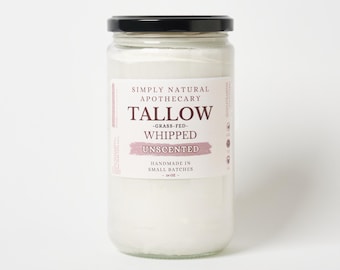 Tallow Face Cream & Body Butter, Natural Whipped Grass-Fed Beef Tallow Skin Moisturizer Balm, Organic Hand Cream, Unscented Fragrance-Free