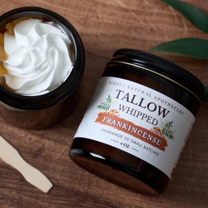 Tallow Face Cream & Body Butter All Natural Whipped Grass-Fed Beef Tallow Skin Moisturizer Balm, Organic Hand Cream, Frankincense